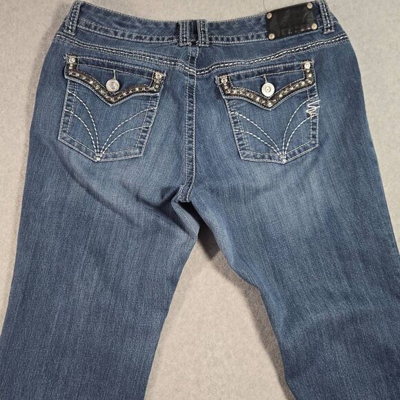 Woman's Plus SEVEN7 Luxe Premium Diamond Rhinestone Bootcut Jeans Size 18 - Picture 3 of 11